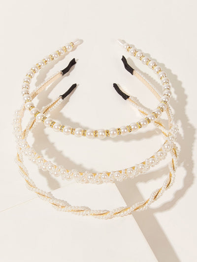 3 pieces of headband with artificial pearls