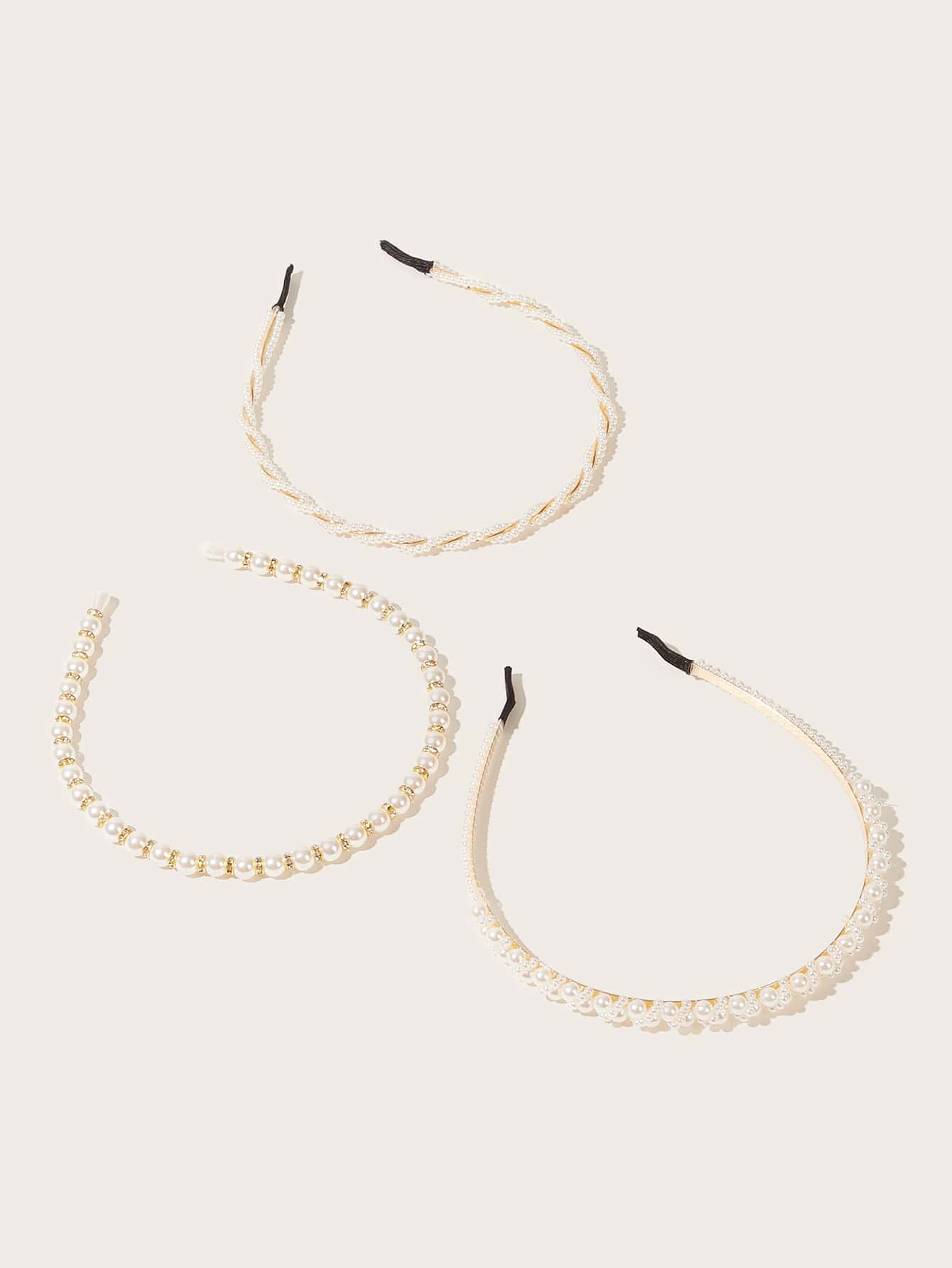 3 pieces of headband with artificial pearls