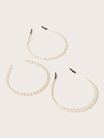 3 pieces of headband with artificial pearls