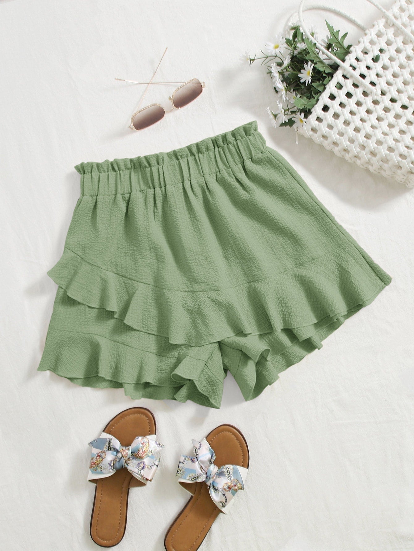 Paperbag Waist Ruffle Shorts