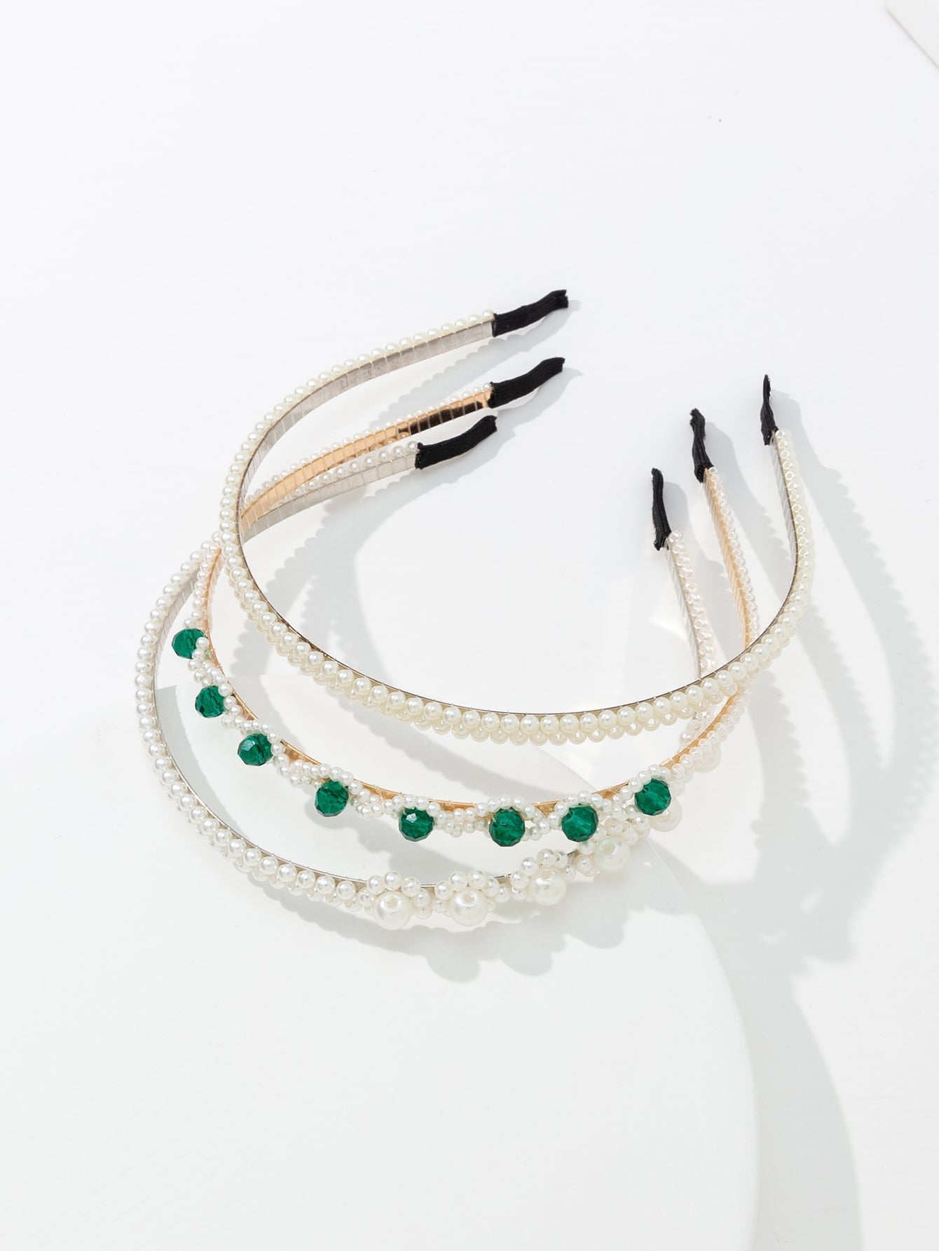 3 pieces of headband with artificial pearls