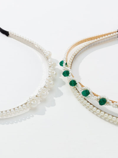 3 pieces of headband with artificial pearls