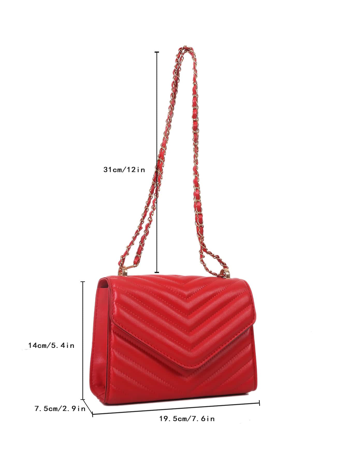 Square bag with chevron snap fastener