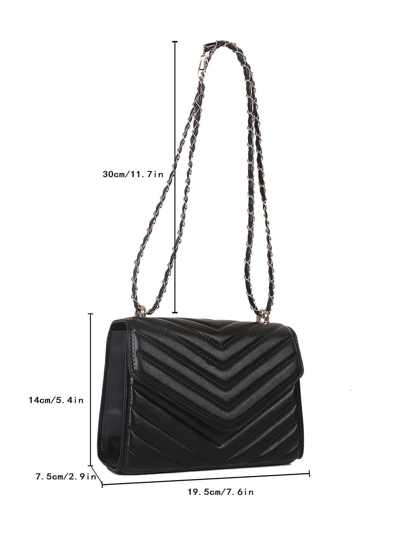 Square bag with chevron snap fastener