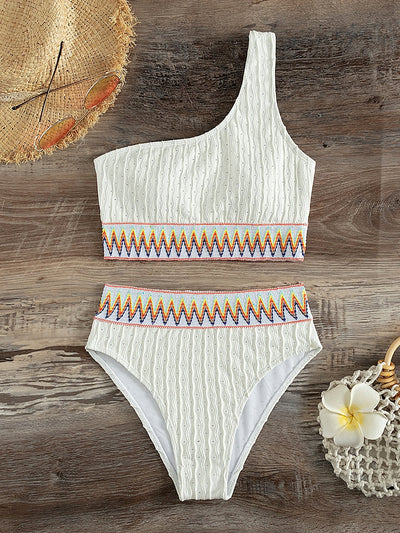 Chevron Band One Shoulder Bikini