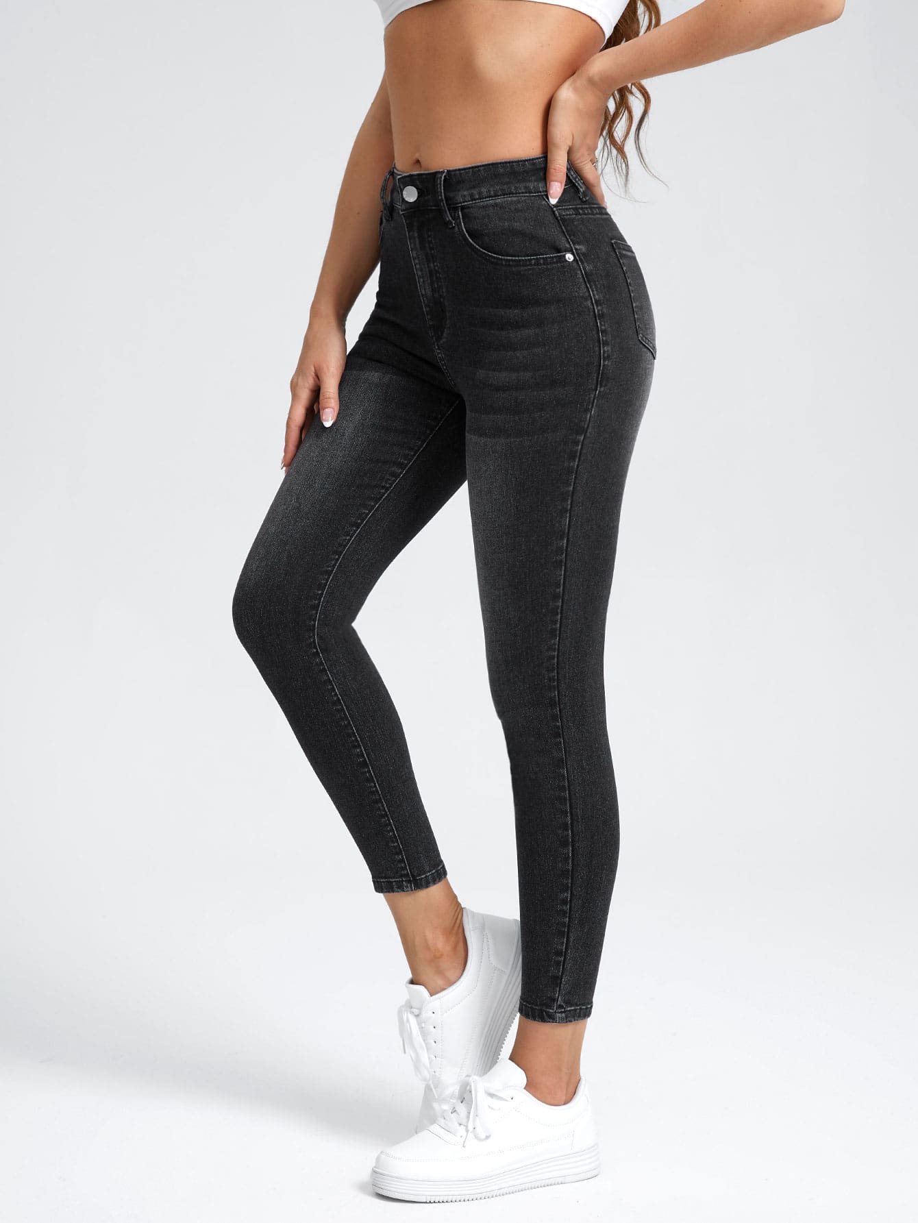 PETITE High Waist Skinny Jeans, Wash