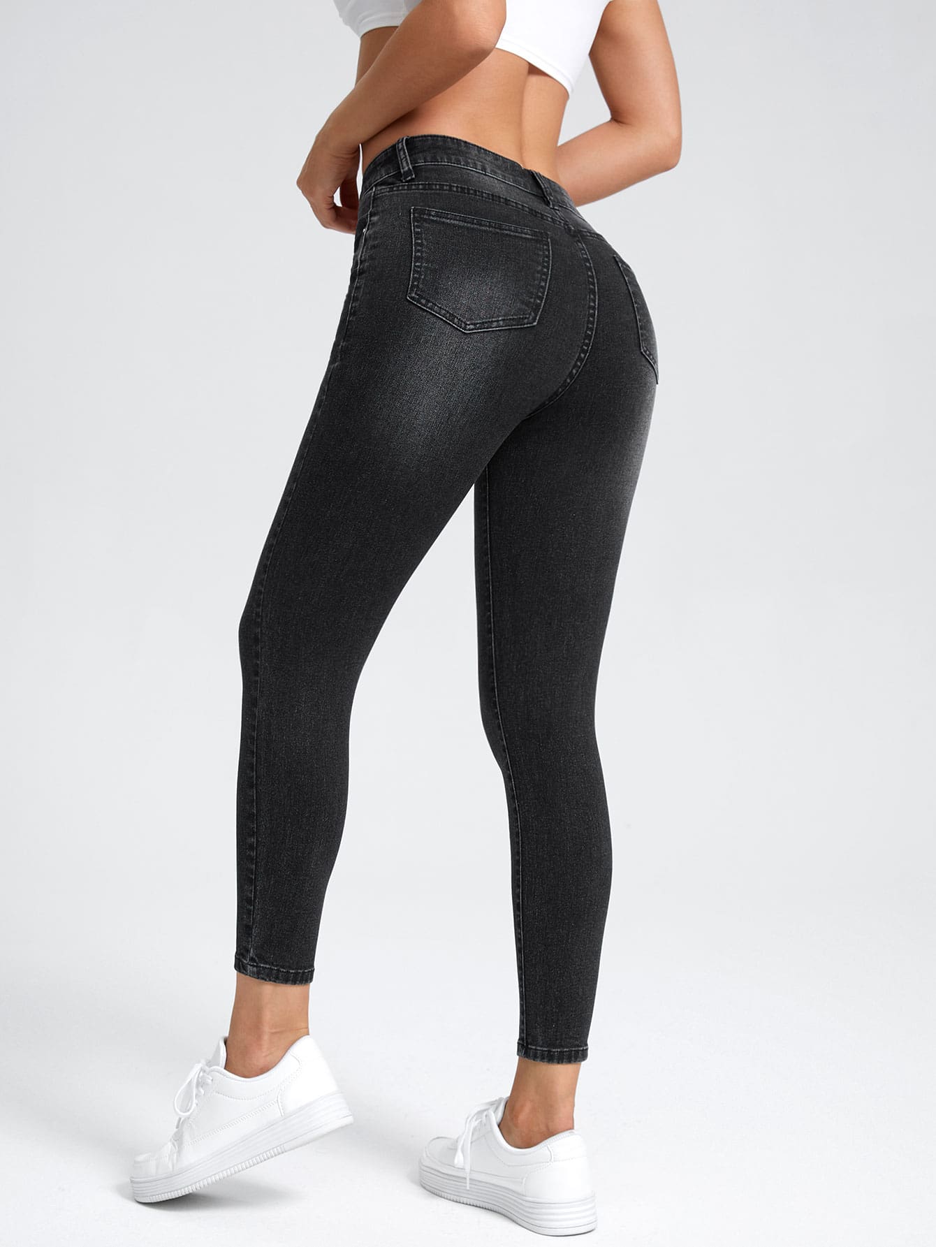 PETITE High Waist Skinny Jeans, Wash