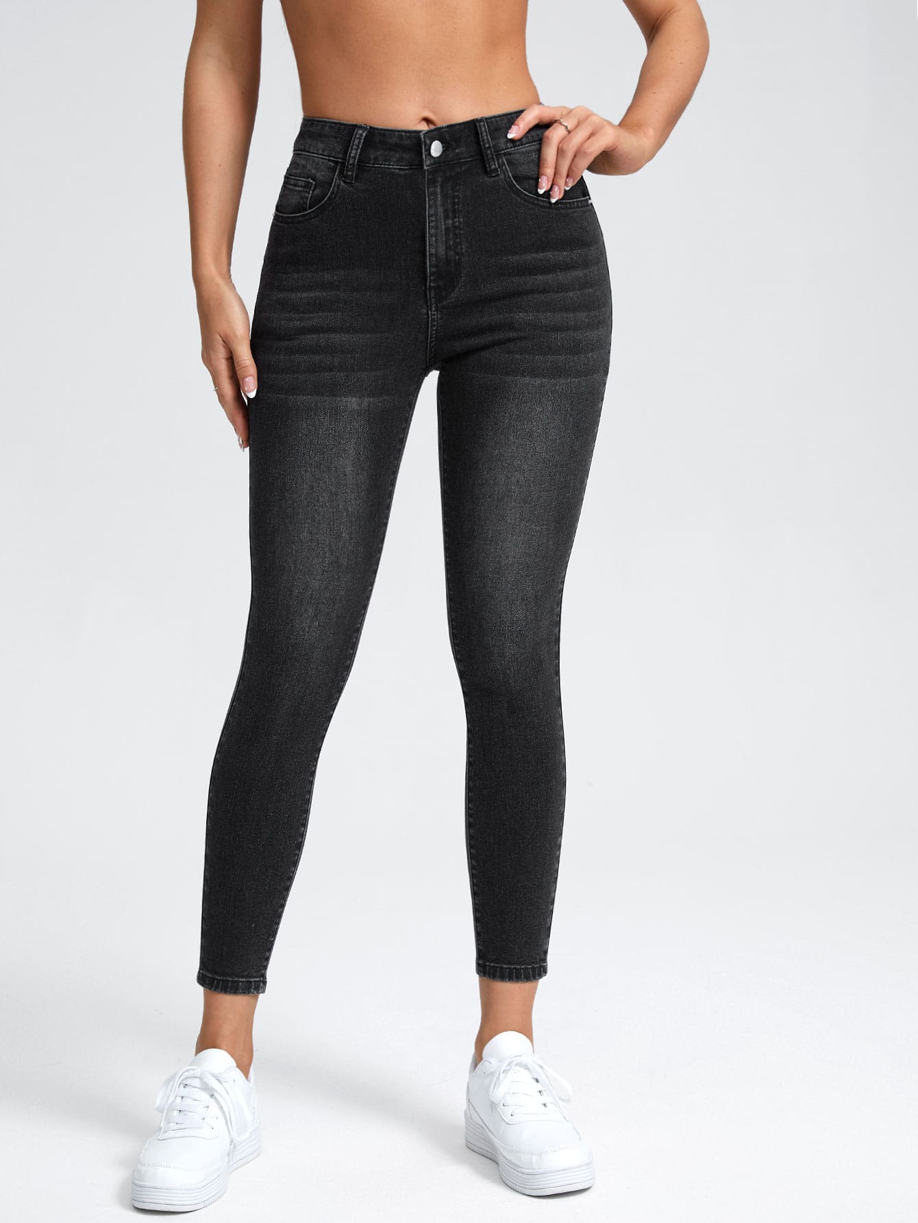 PETITE High Waist Skinny Jeans, Wash