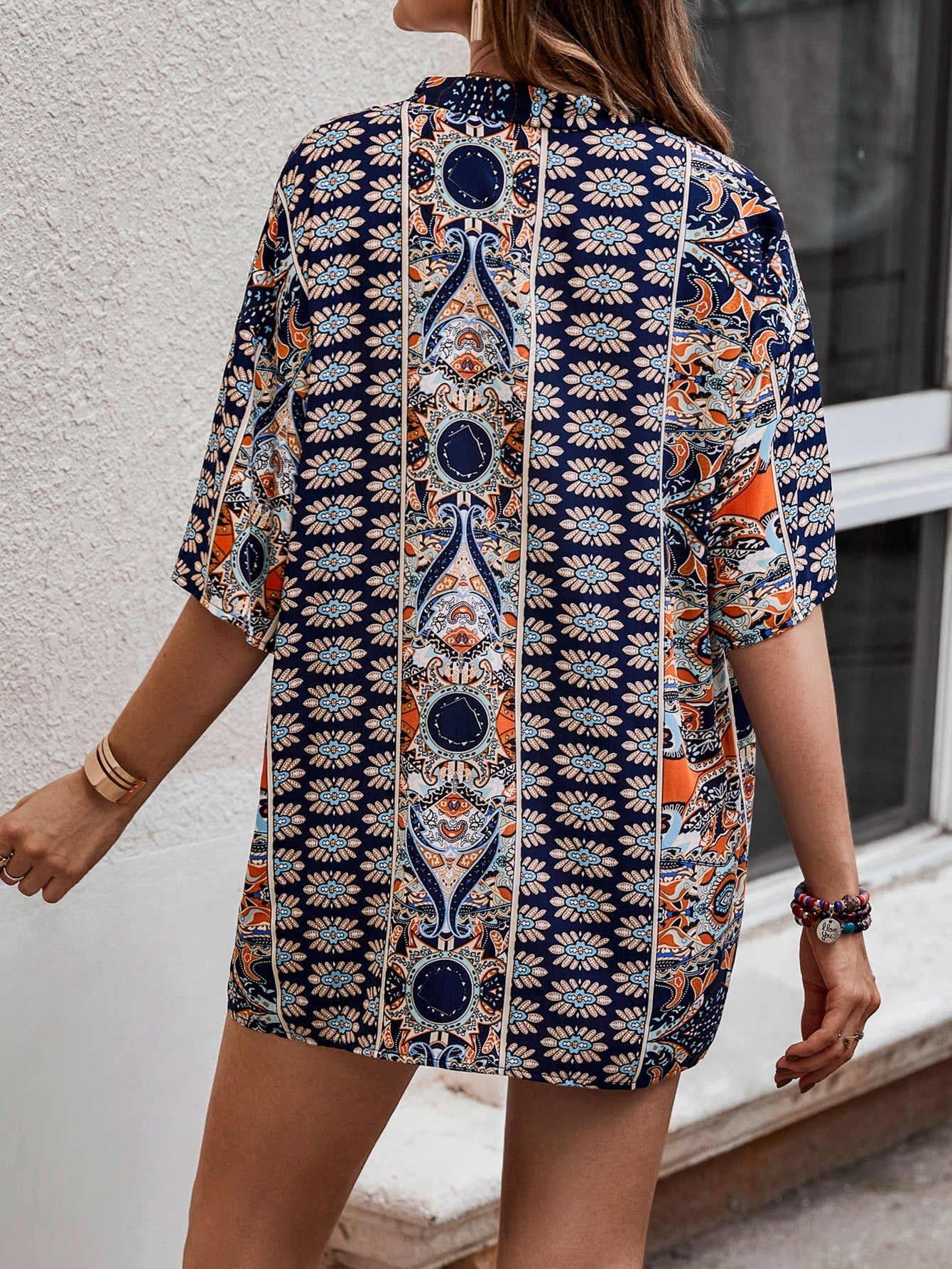 Paisley Pattern, Open Front, Kimono &amp; Shorts Set without Tube Top