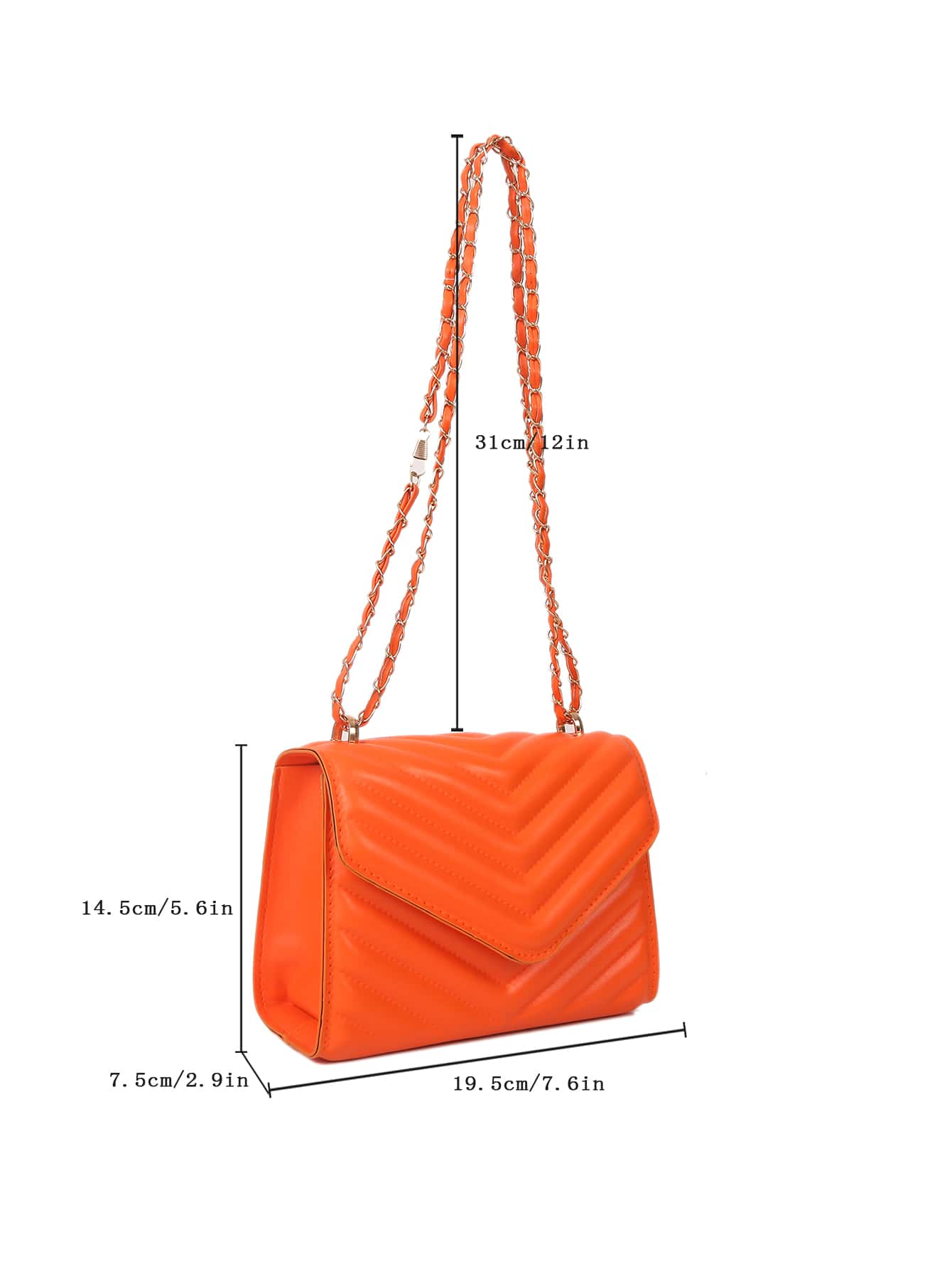 Square bag with chevron snap fastener