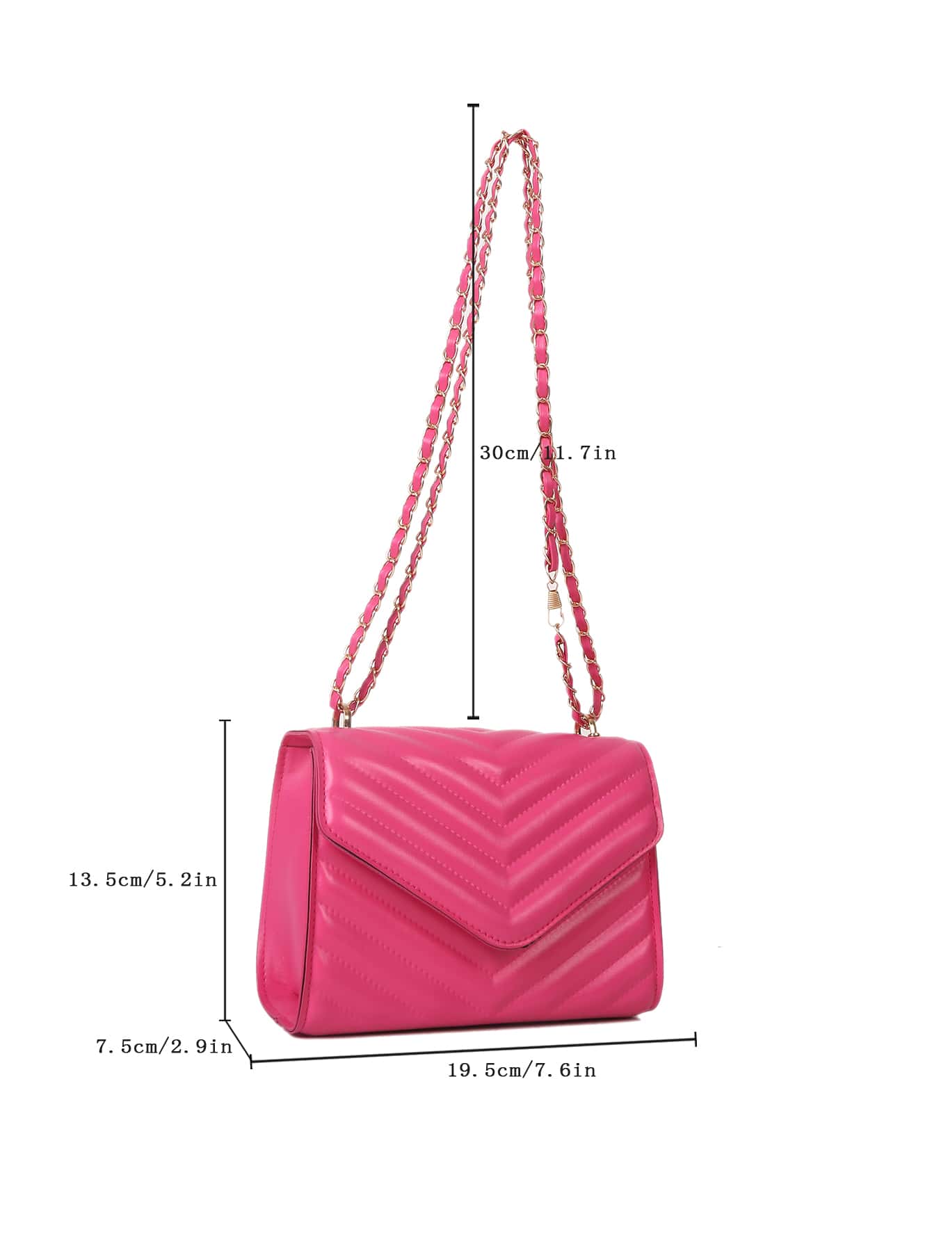 Square bag with chevron snap fastener