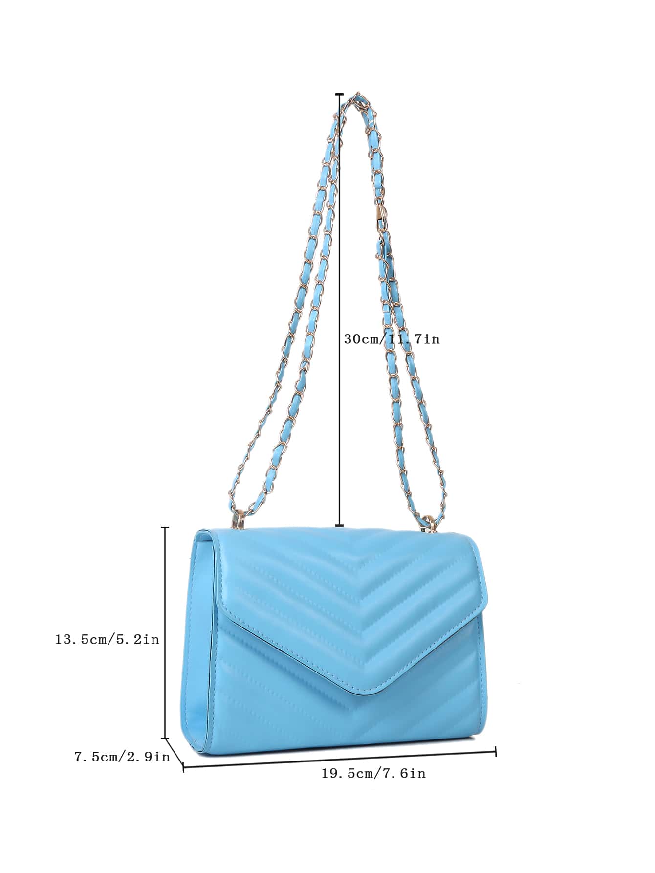 Square bag with chevron snap fastener