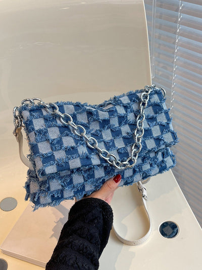 Square bag with check pattern