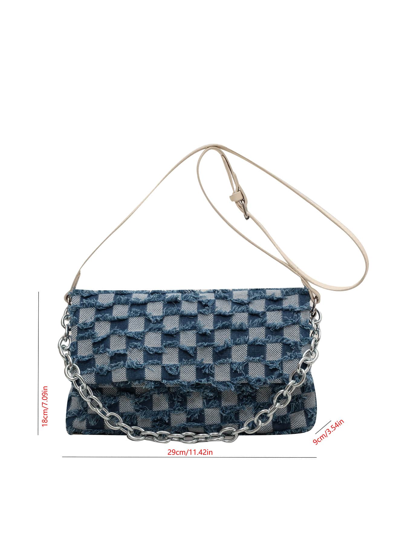 Square bag with check pattern