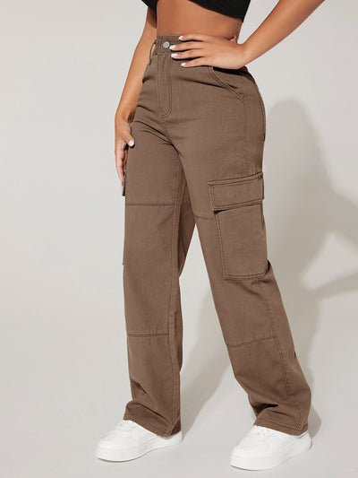 PETITE Cargo Jeans with high waist, flap pocket