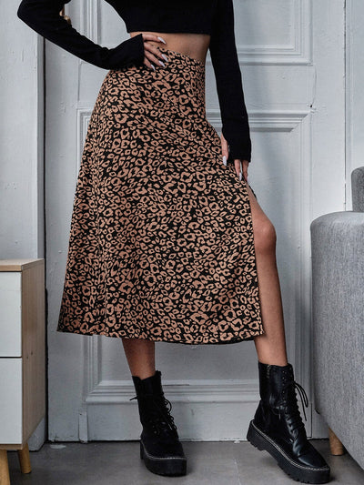 Leopard Slit Skirt