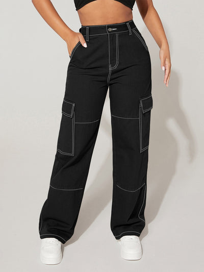 PETITE Cargo Jeans with high waist, flap pocket