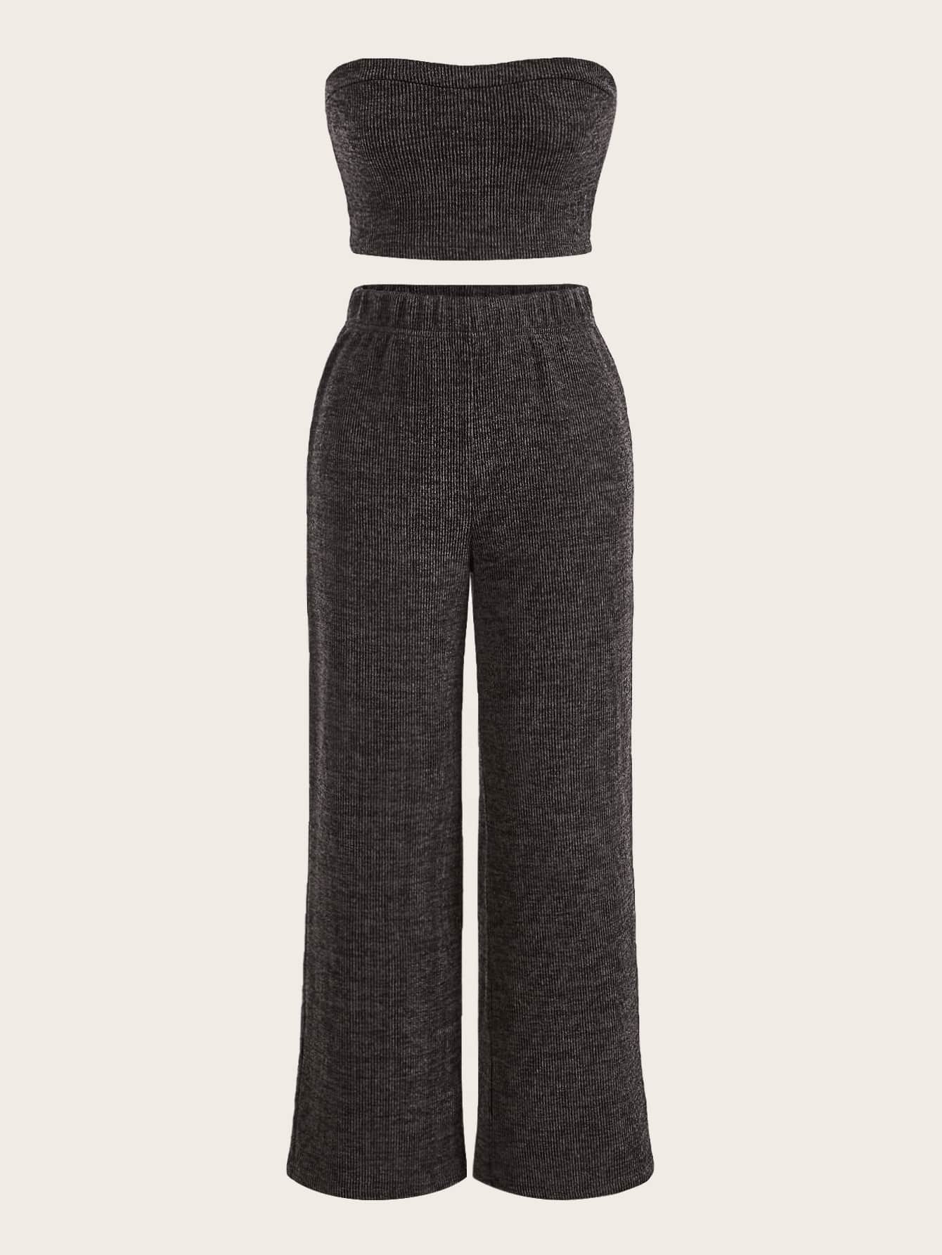 TRENDING Crop Tube Top &amp; Wide Leg Pants