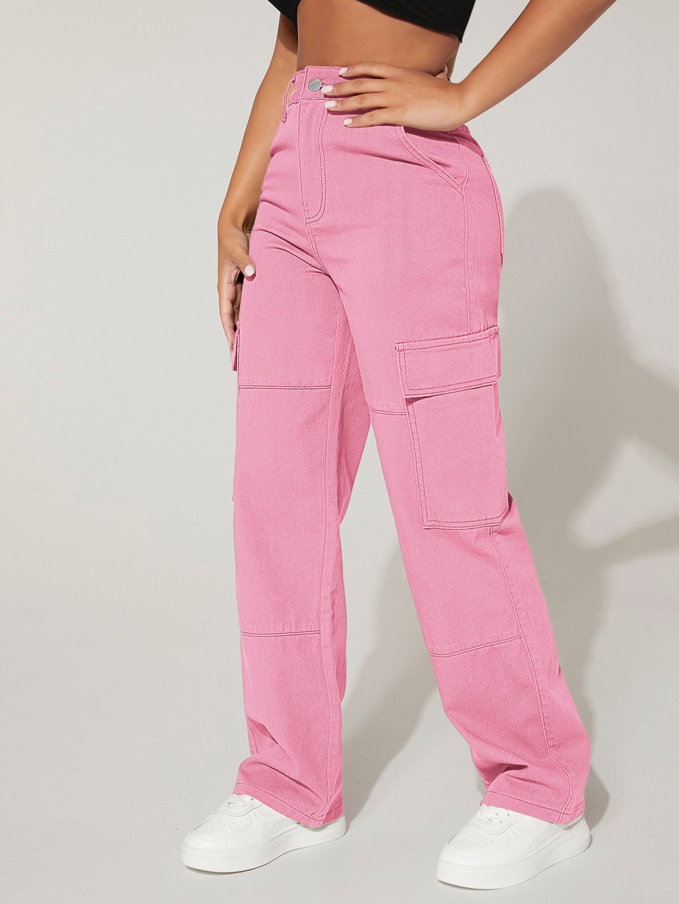 PETITE Cargo Jeans with high waist, flap pocket