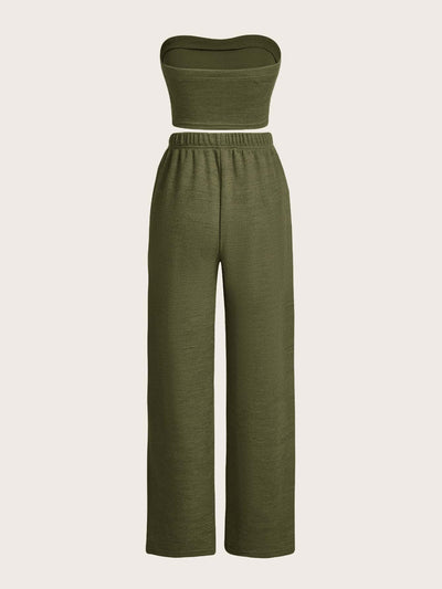 TRENDING Crop Tube Top &amp; Wide Leg Pants