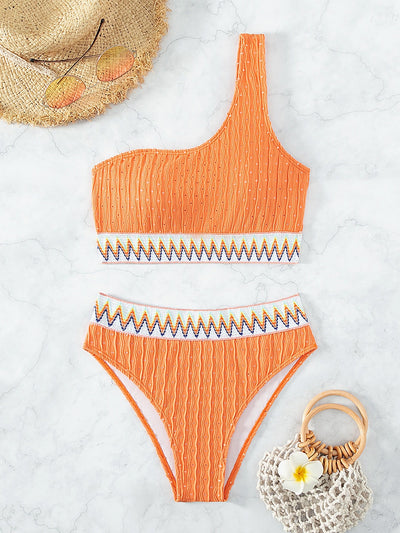 Chevron Band One Shoulder Bikini