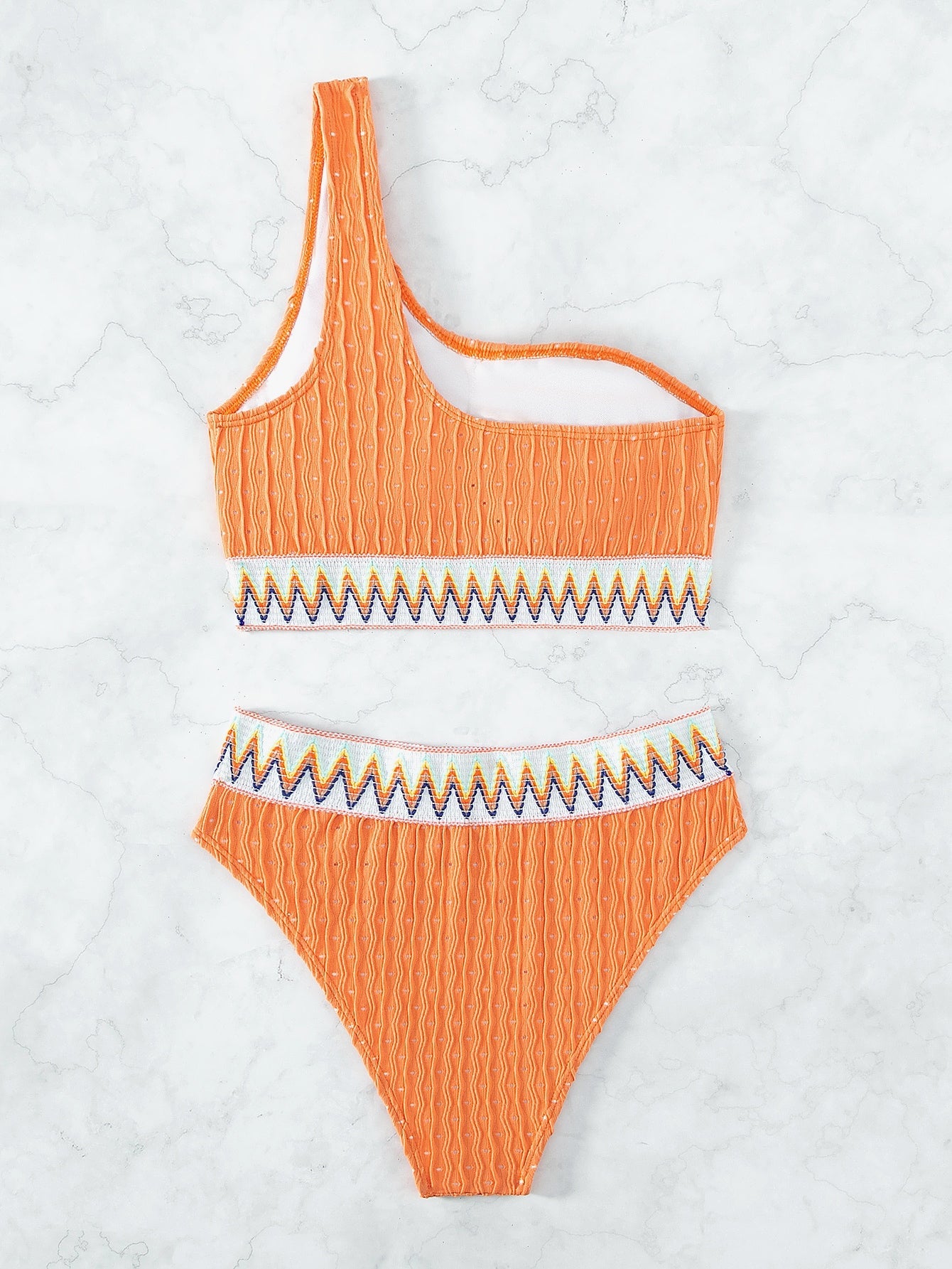 Chevron Band One Shoulder Bikini