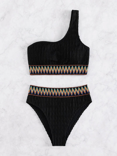 Chevron Band One Shoulder Bikini