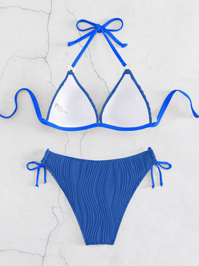 Bikini with halter neck, triangle side band