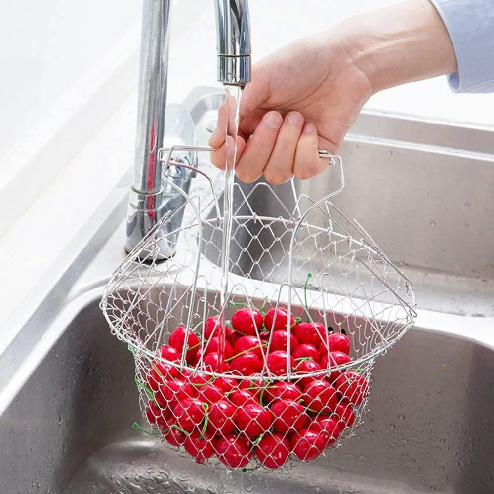 FlexStrain™ - Foldable Stainless Steel Frying Basket (50% OFF)