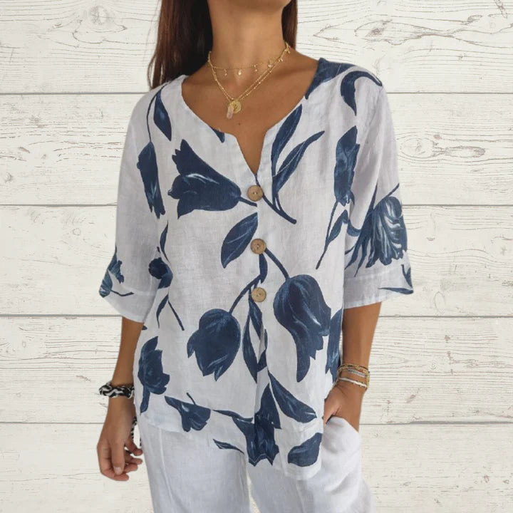 Dana™ - Printed V-Neck Tunic Top (50% OFF)