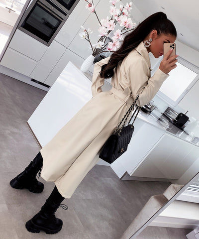 Leather coat Harlow Spring Beige