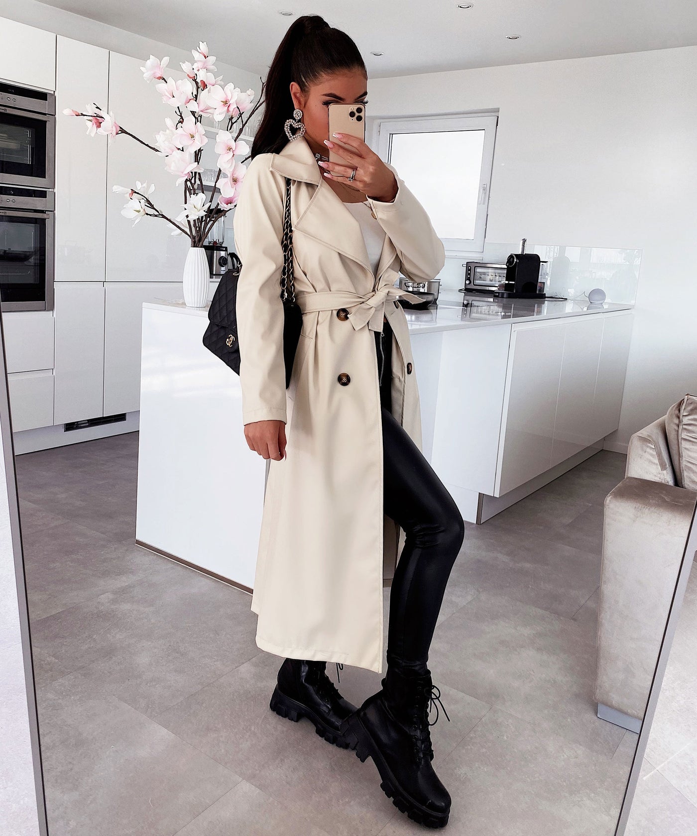 Leather coat Harlow Spring Beige