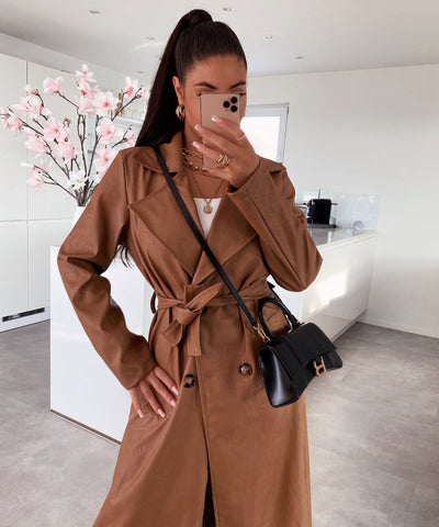 Leather Coat Harlow Brown