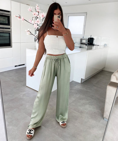 Satin Pants Alisa Khaki