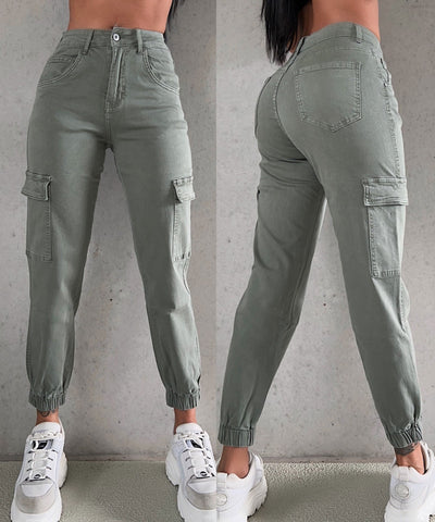 Stretch cargo jeans Elena Khaki