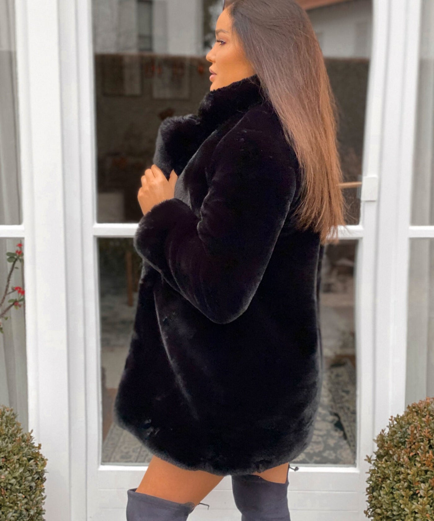 Teddy Fur Jacket Black