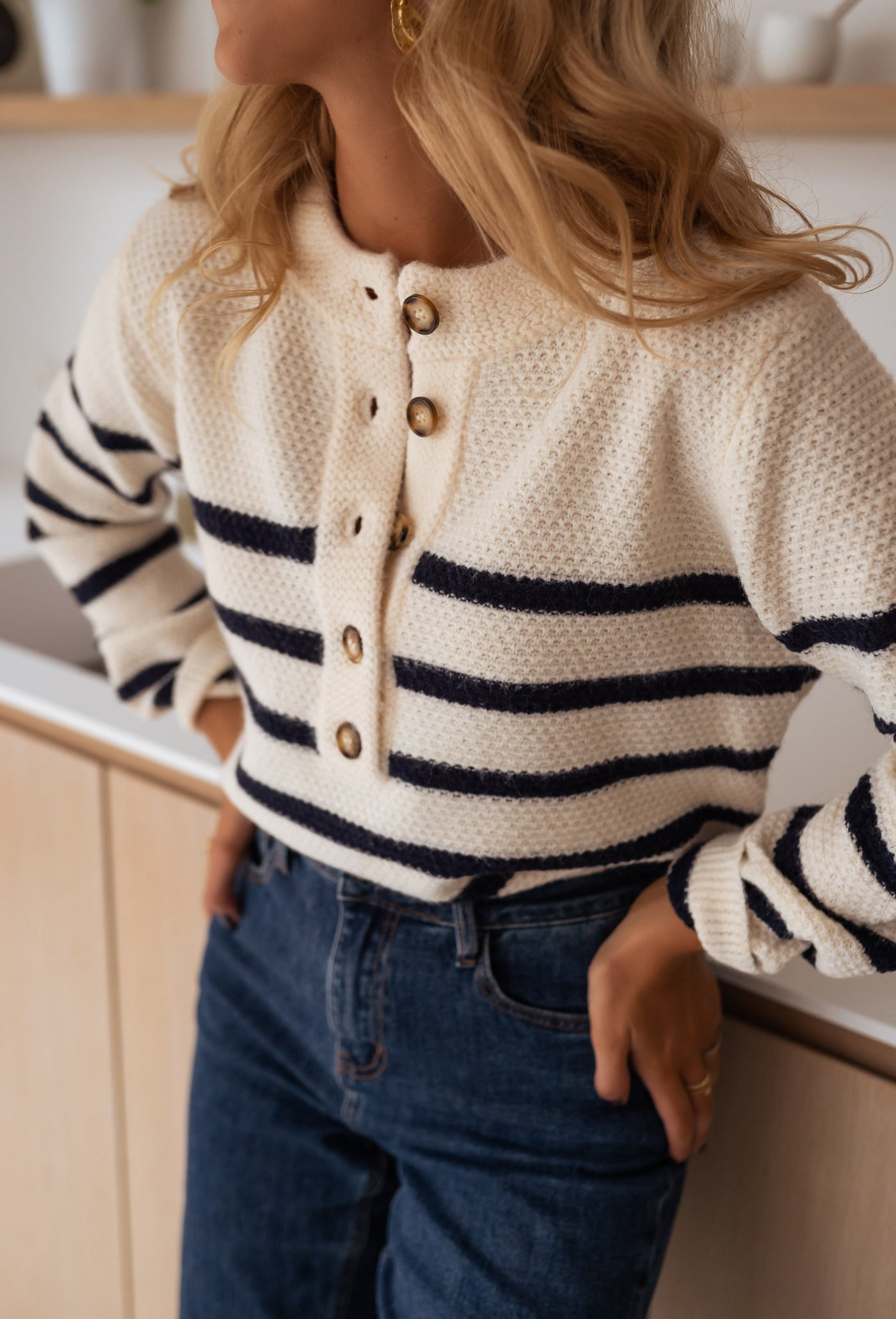 Suzanne™ - Soft Navy Ecru Sailor Sweater (50% OFF)