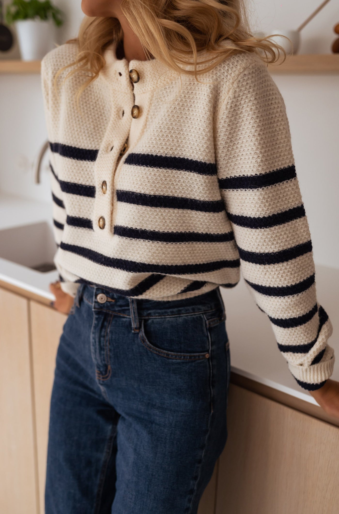 Suzanne™ - Soft Navy Ecru Sailor Sweater (50% OFF)