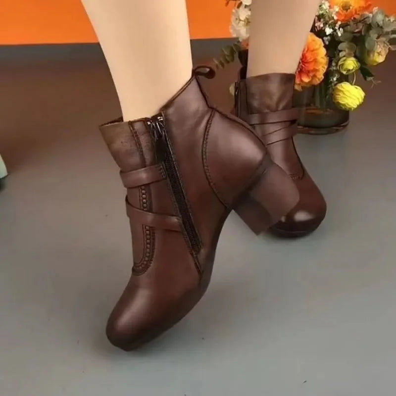 Cecelia™ - Retro Stiefeletten Aus Leder (50% RABATT)