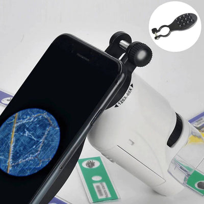 Portable pocket microscope with adjustable 60-120x zoom 