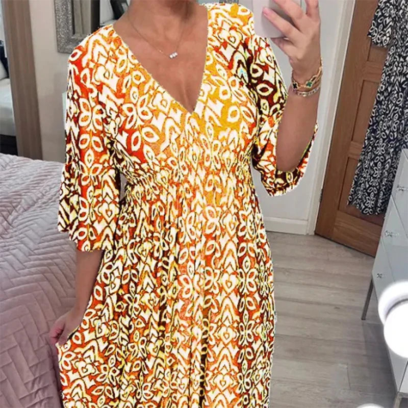 Linda™ Casual V-Neck Floral Maxi Dress (50% OFF)