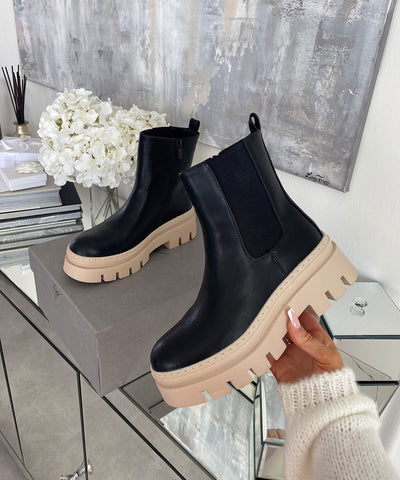 Chelsea Boots Nora Short Black Beige