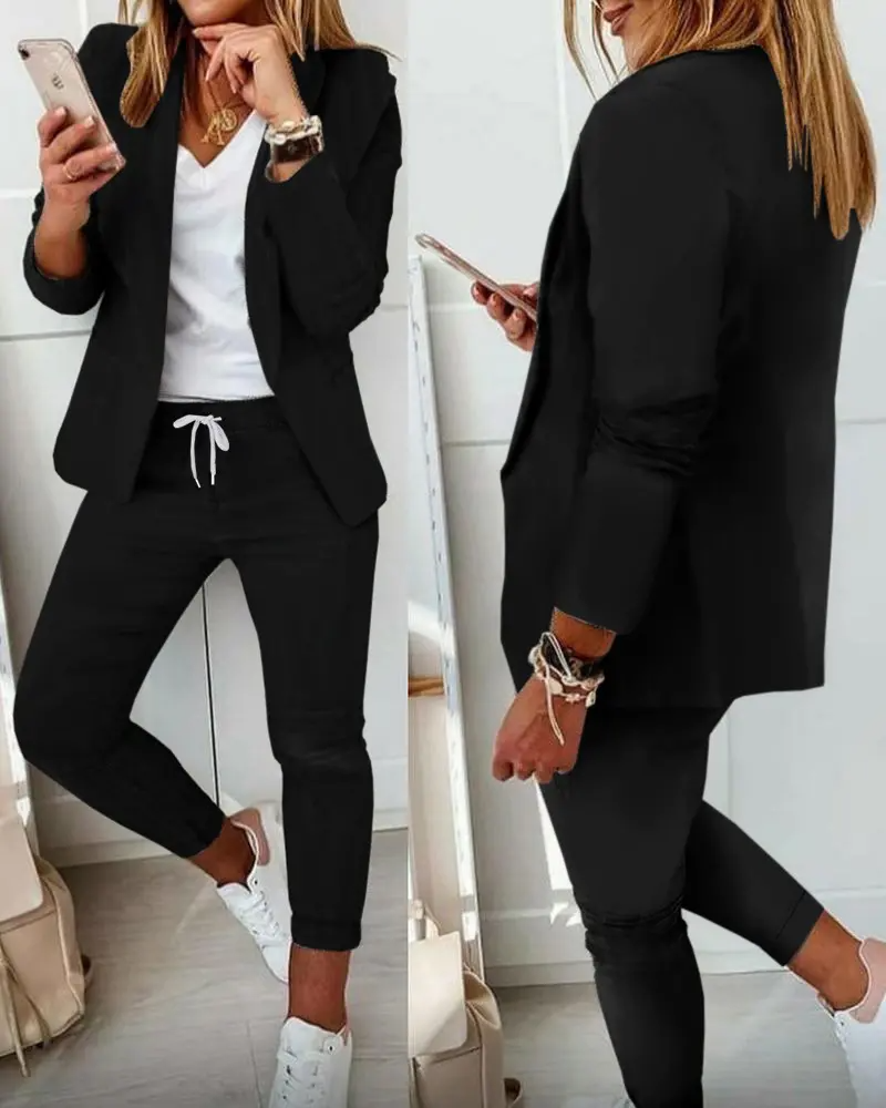 Anna™ - Drawstring Pants and Blazer Coat Set (50% OFF)