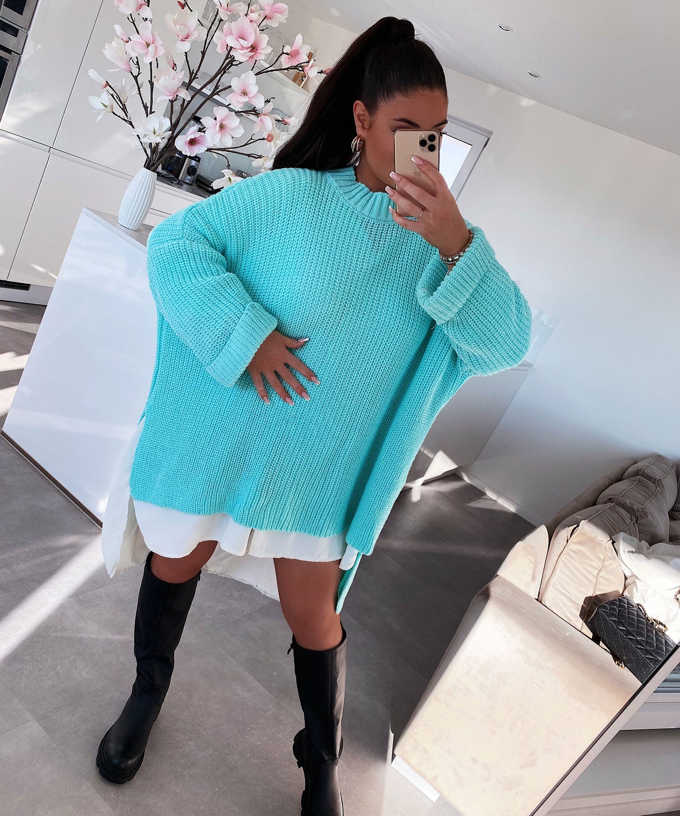 Oversize Pullover Elsa Turquoise