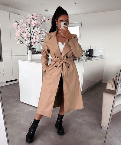 Harlow Camel leather coat