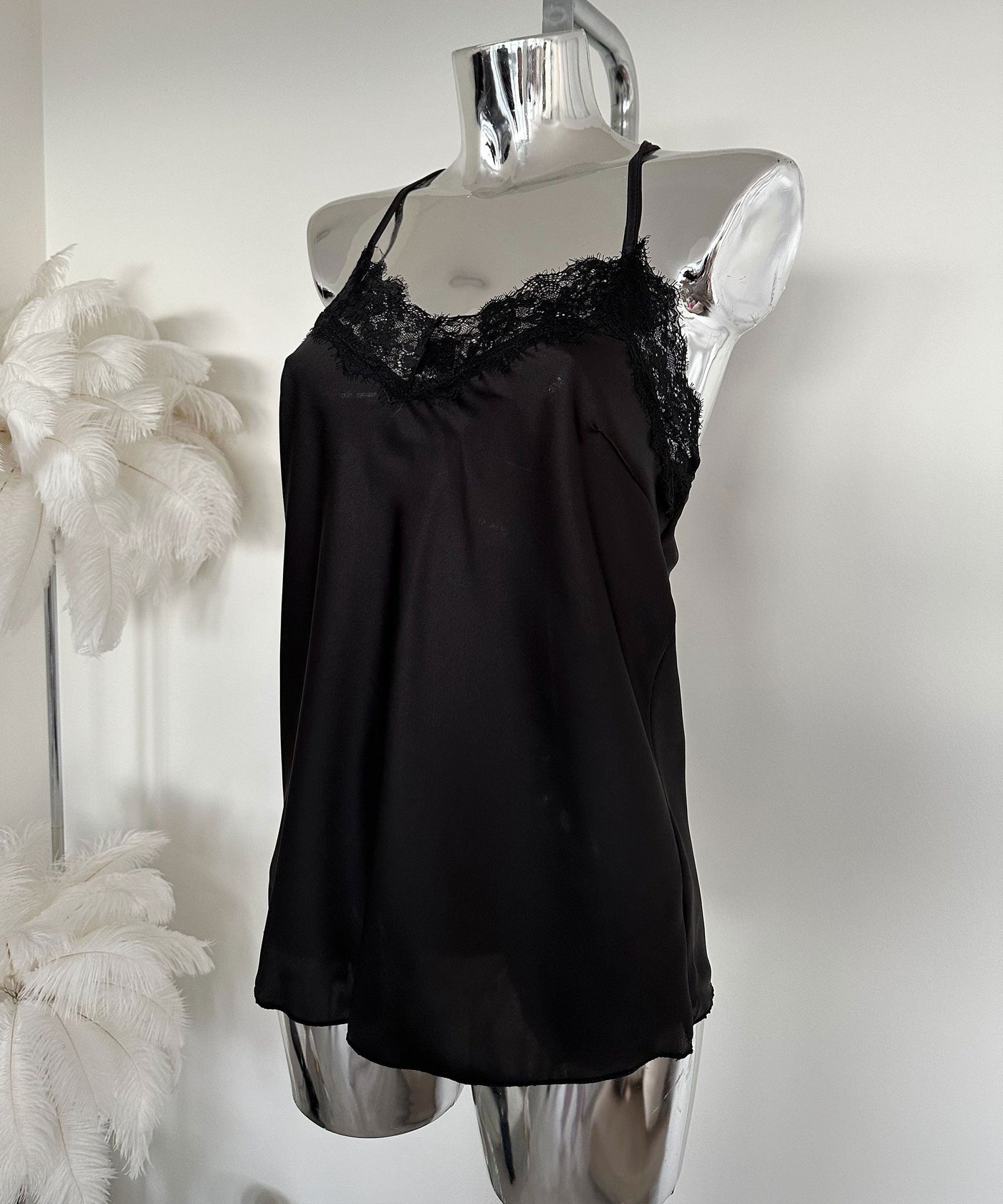 Lace Satin Top Cecilia Black