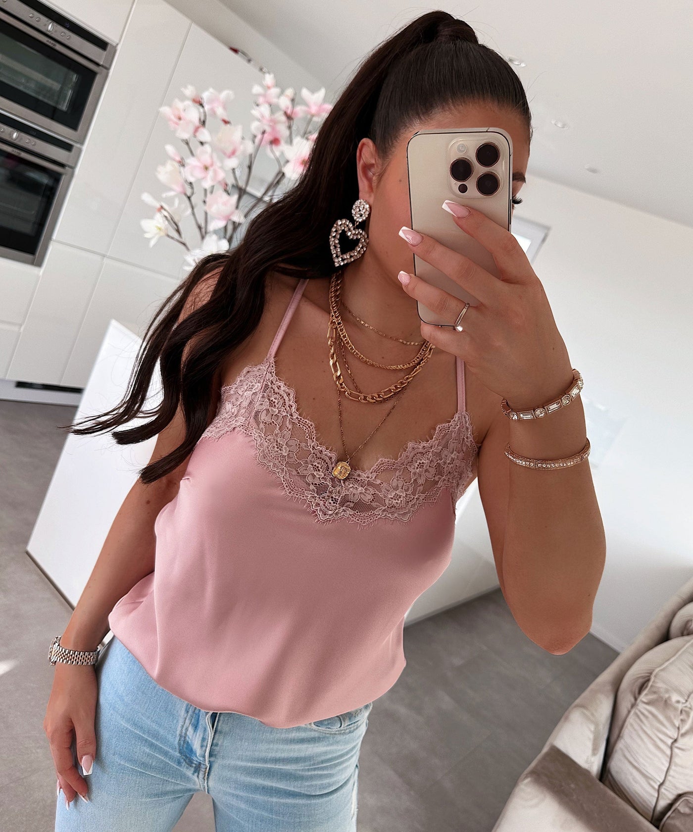 Lace Satin Top Cecilia Rosa