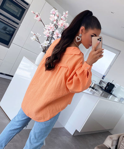 Oversize muslin blouse Freya Pastel Orange Short