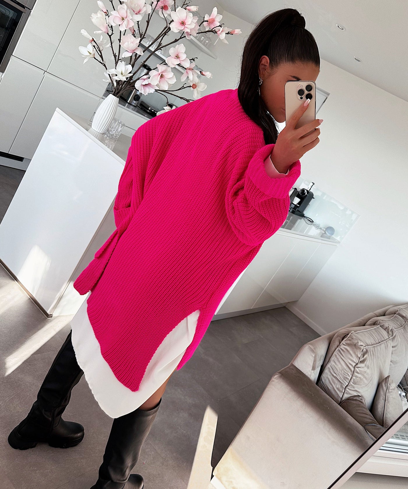 Oversize sweater Elsa neon pink