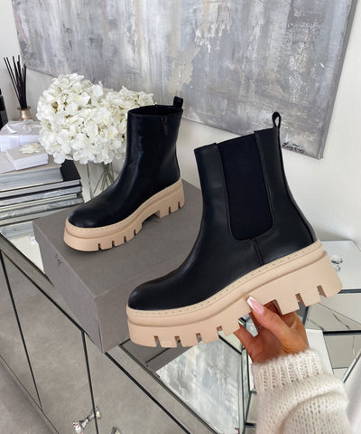 Chelsea Boots Nora Short Black Beige